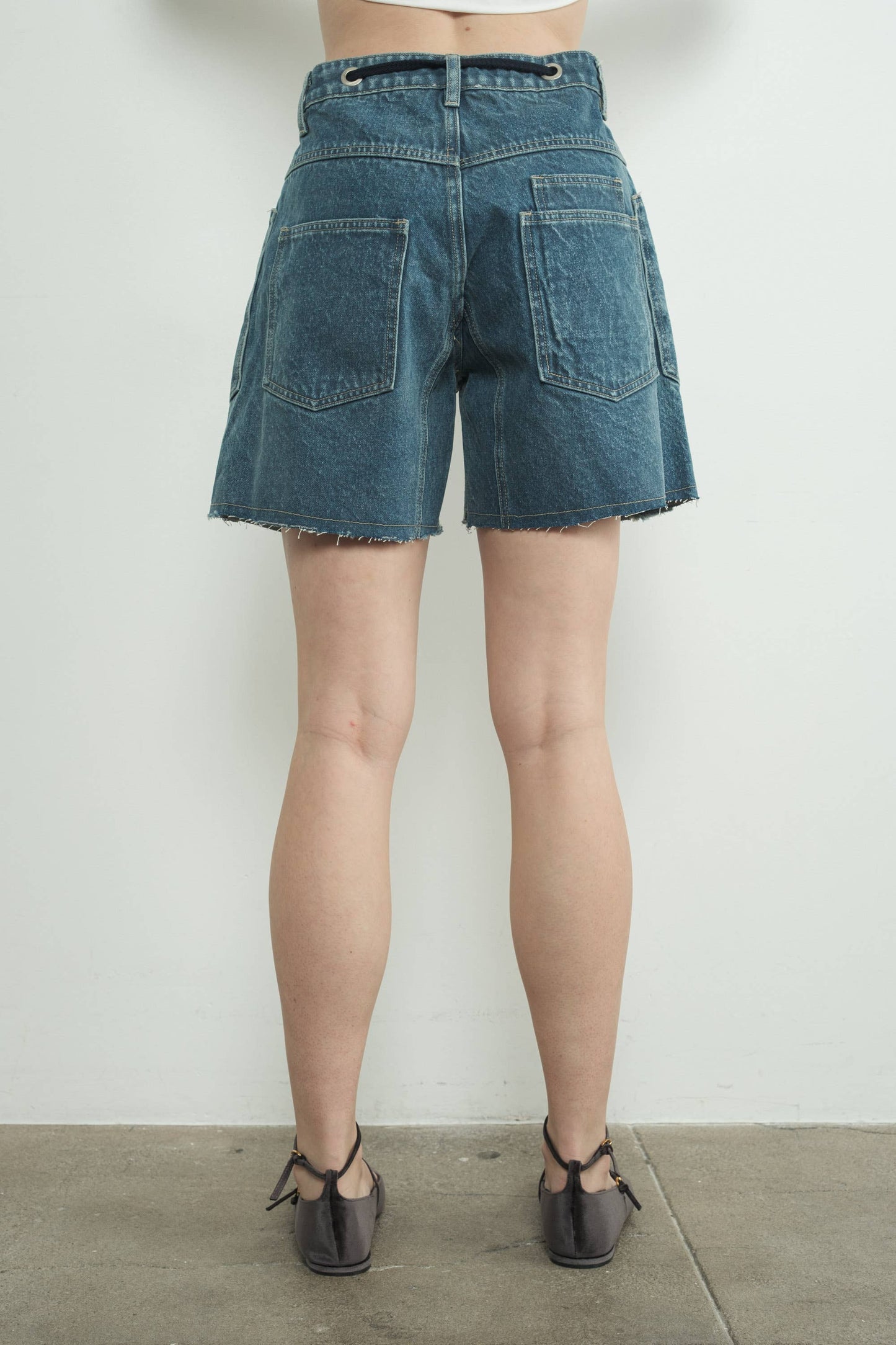 Vintage Washed Barrel Denim Shorts