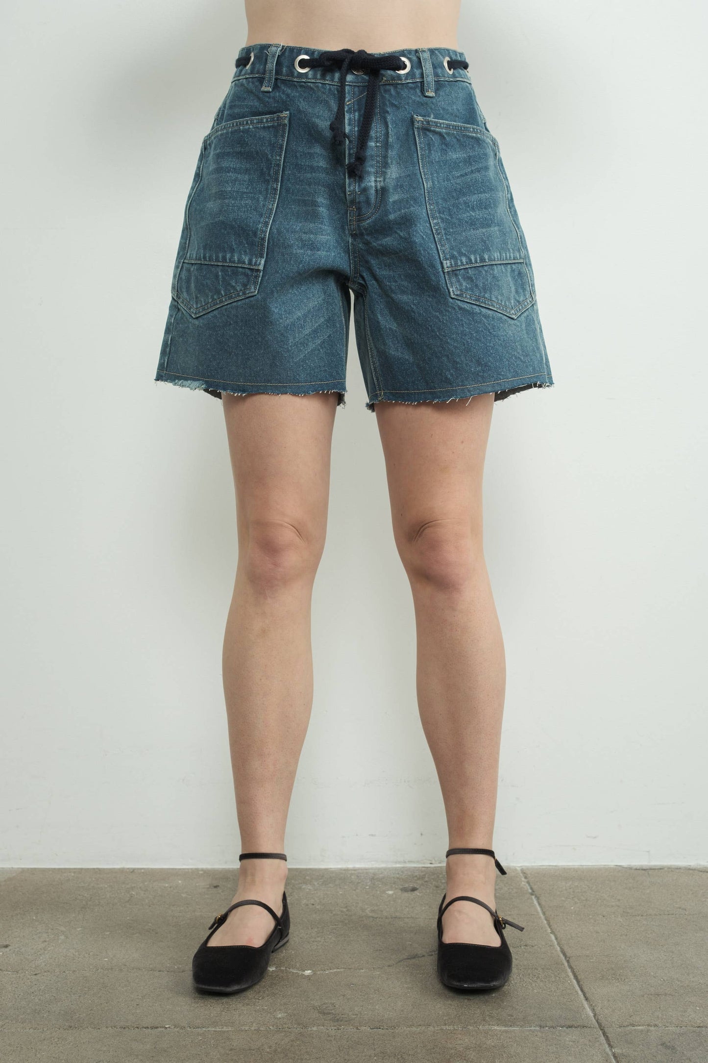 Vintage Washed Barrel Denim Shorts