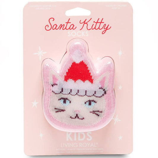 3D Packaged Crew Socks - Kids - Santa Kitty -Pink