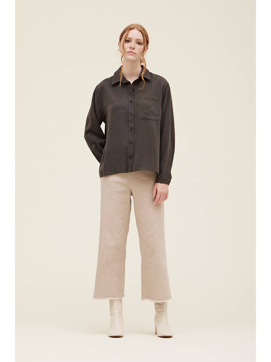 Tencel Button Down Shirt in Carbon