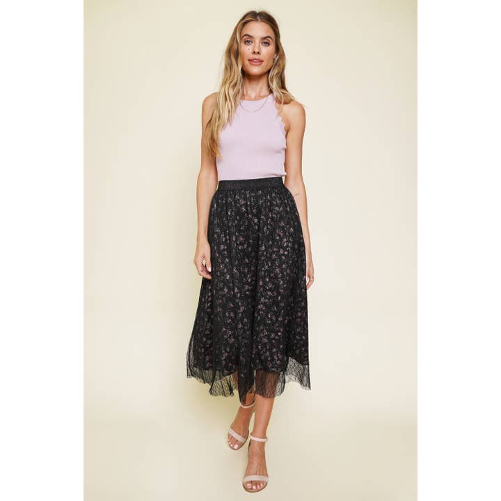 Printed Lining Lace Skirt