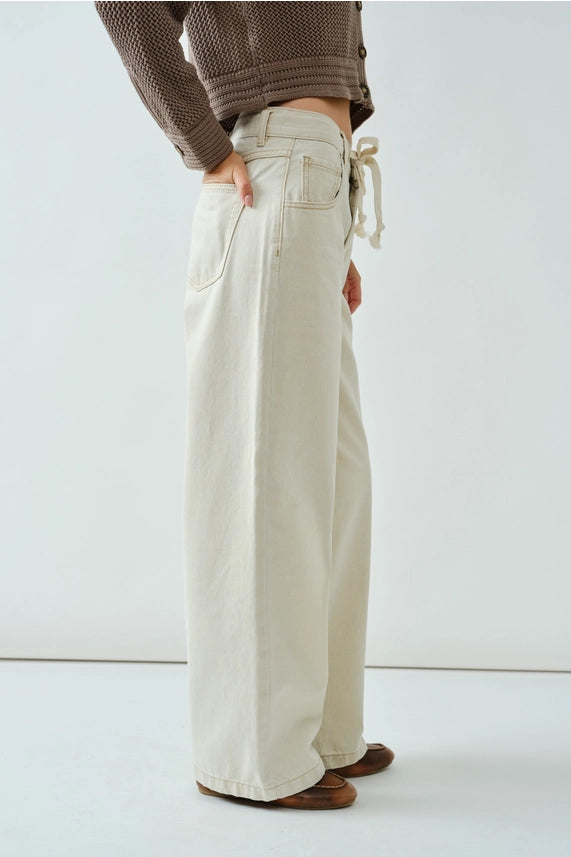 Drawstring Waist Straight Leg Jeans