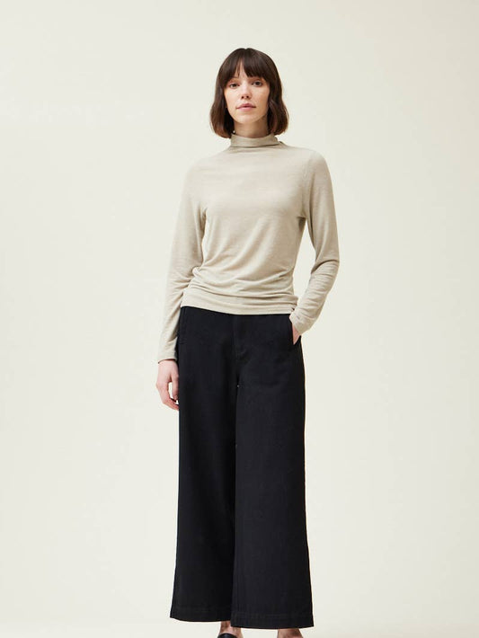 Jersey Turtleneck Top in Ecru