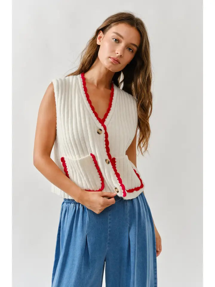 Contrast Ribbed Sweater Vest