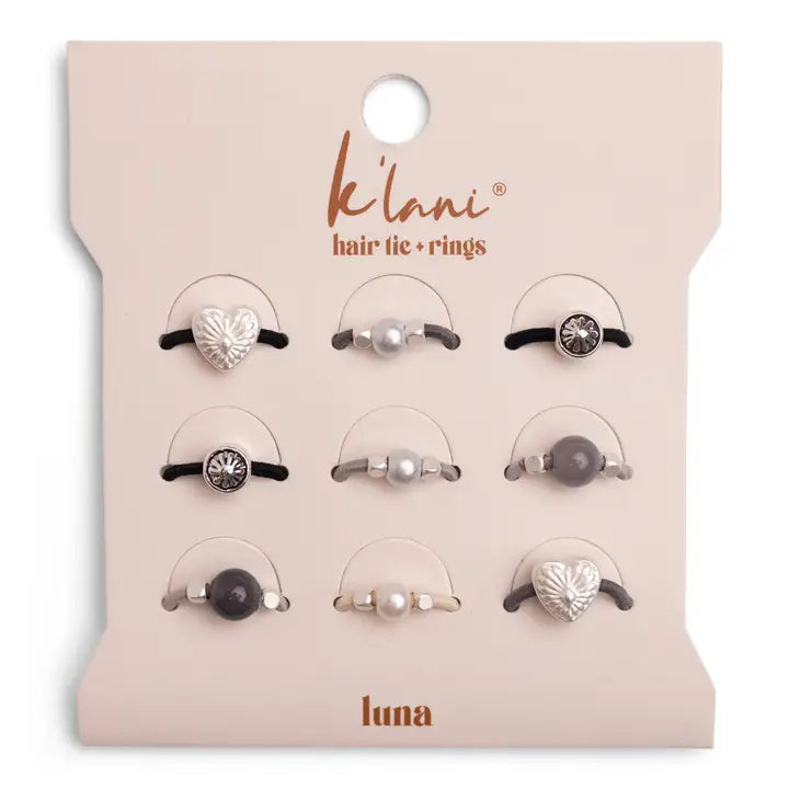 "Luna" Silver & Cool Tones Hair Tie Rings