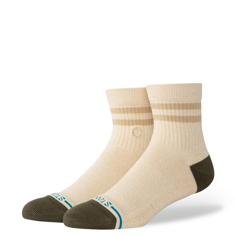Marbled Stripe Quarter Socks - Ivory