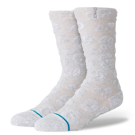Terry Cheetah Crew Socks - HeatherGrey