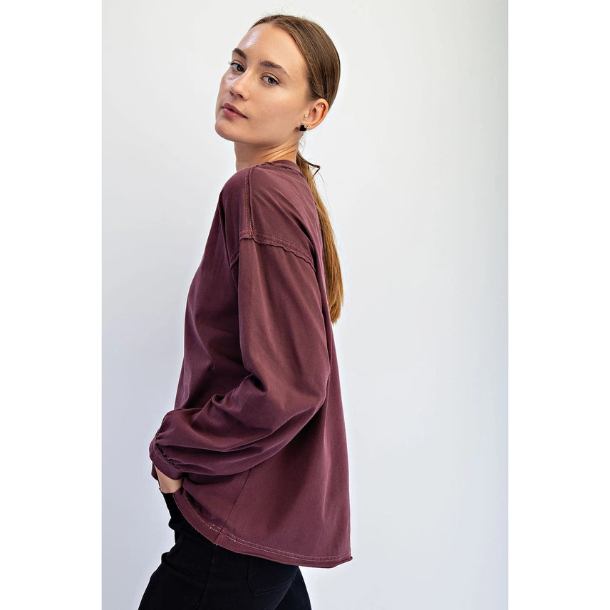 Washed Raw Edge Crew