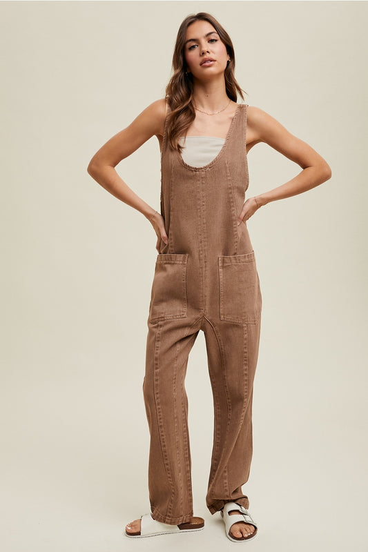 Mocha Cotton Denim Overall