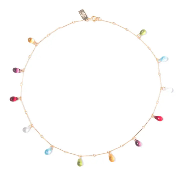 Multicolor Teardrop Fringe Necklace