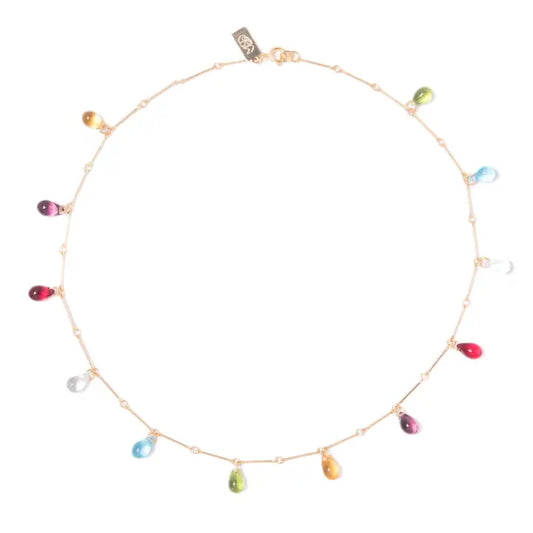 Multicolor Teardrop Fringe Necklace
