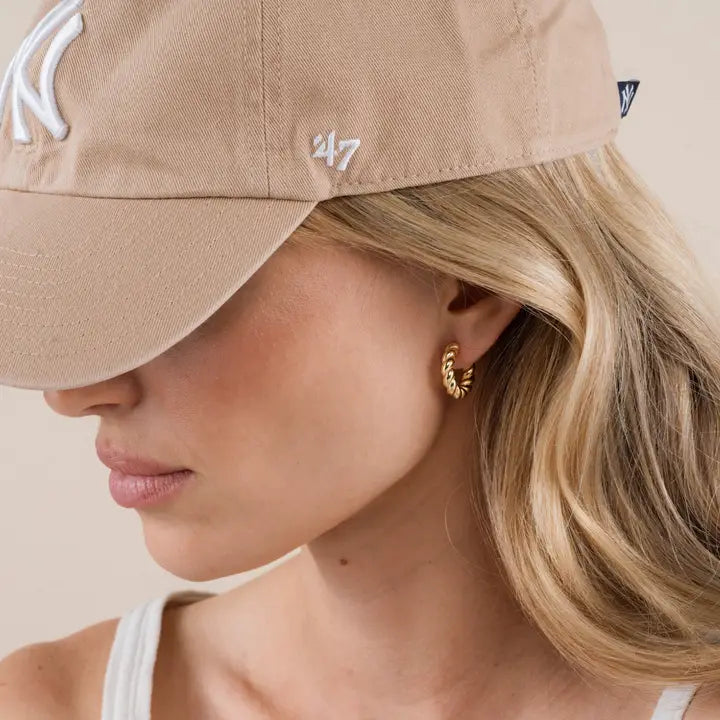 Small Channel Gold Hoop Earrings