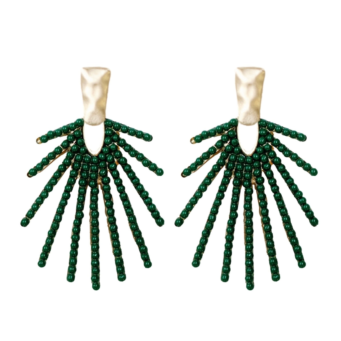 Olive Sunburst Statement Drop Earrings