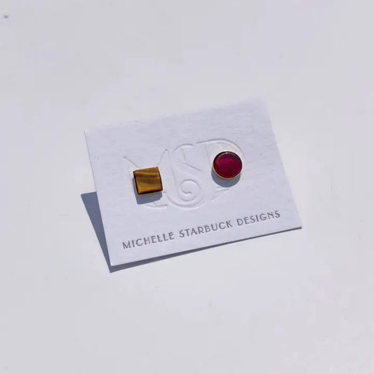 Carnelian + Tiger's Eye Mismatched Studs