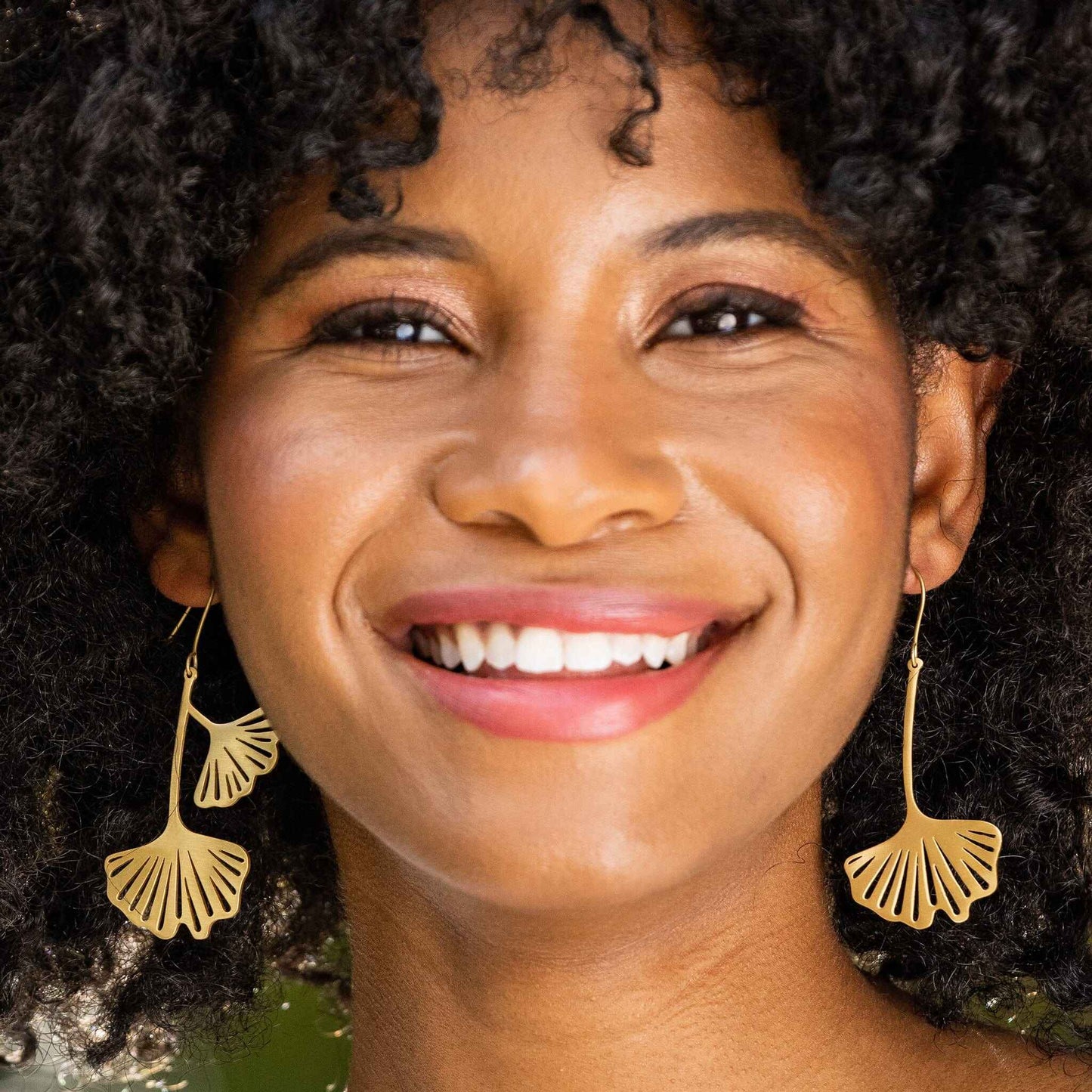 Amelia Ginkgo Leaf Earrings Brass