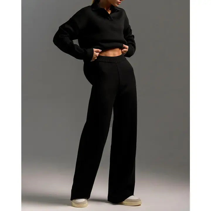 Long Sleeve Top and Long Pants Sweater Set