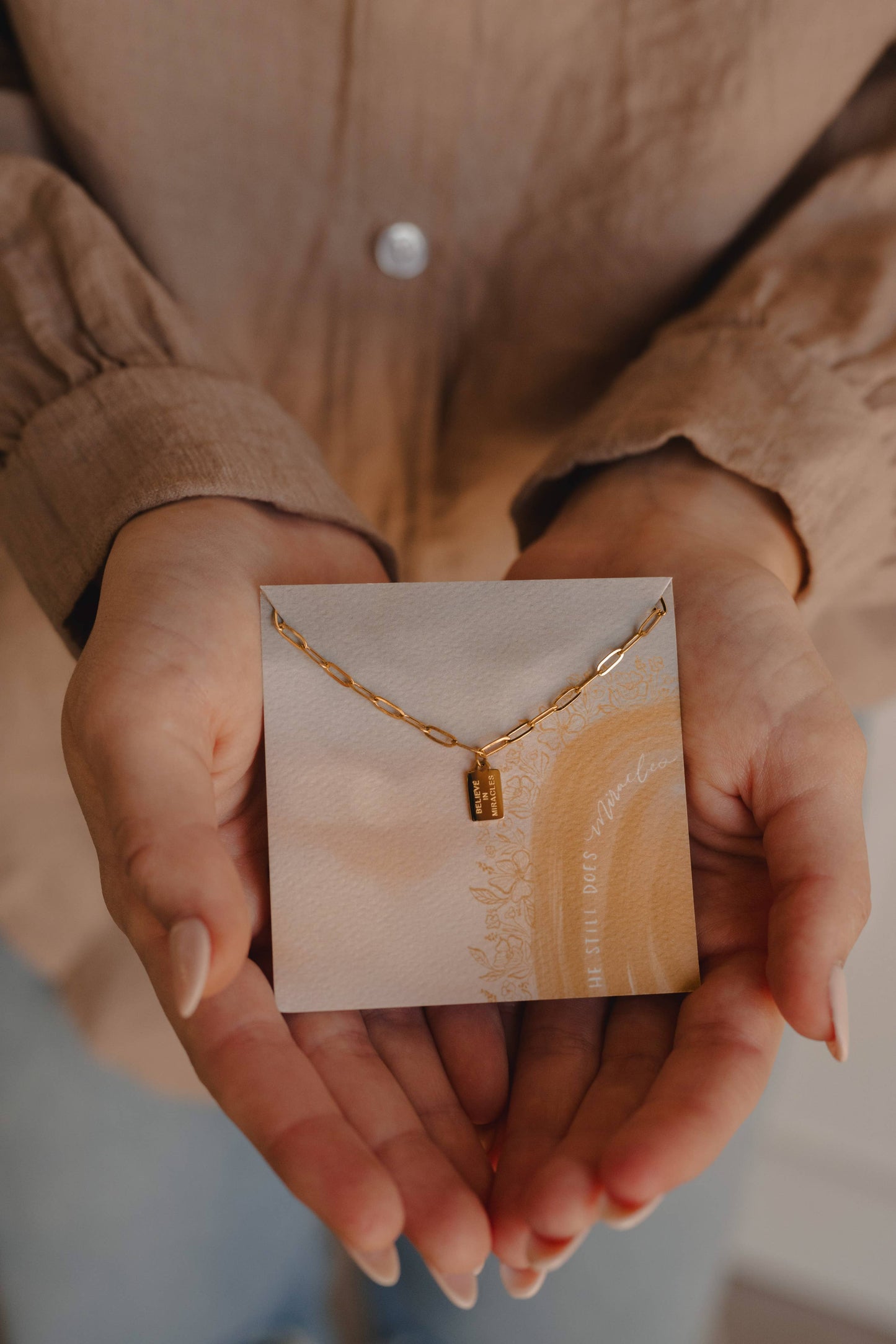 Believe In Miracles Mini Tag Necklace | Christian Jewelry