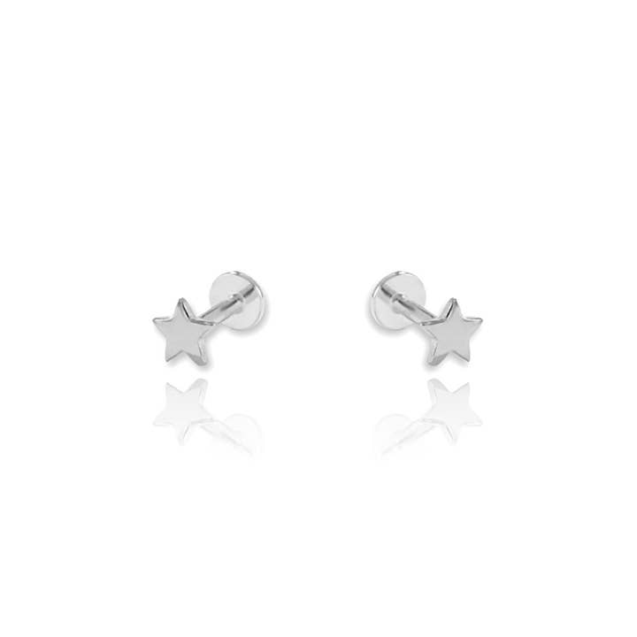 Star Screw Flat Back Cartilage Earrings