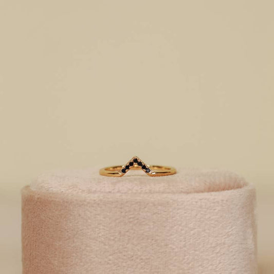 Black Lambda Cz Gold Ring