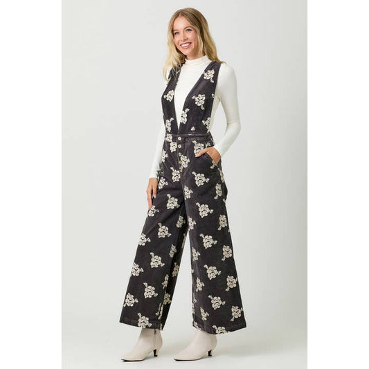 Embroidered Corduroy Jumpsuit