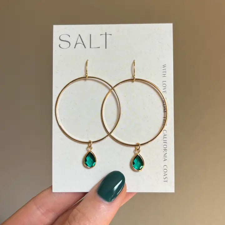 On My Way! Emerald Hoop Earrings