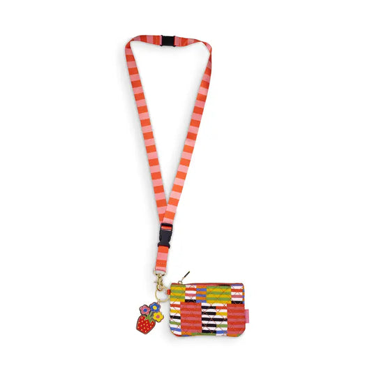 Zip ID Lanyard, Multi Stripe