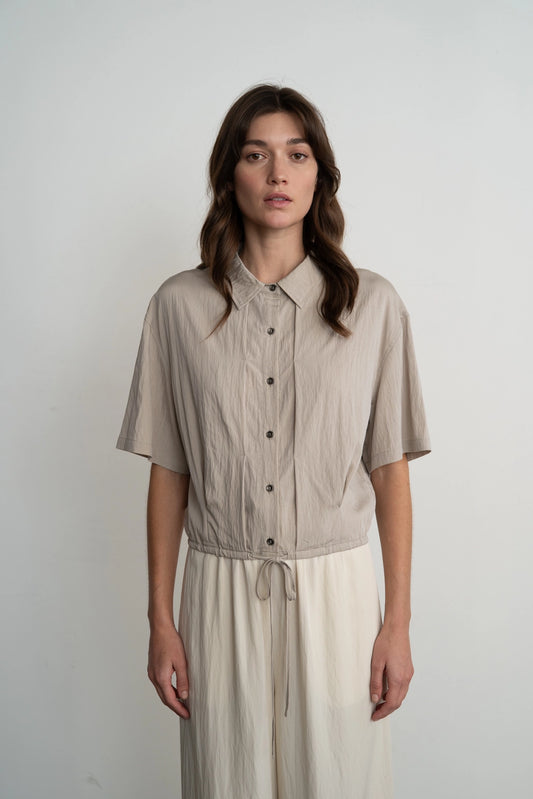 Pleated Button Down Blouse