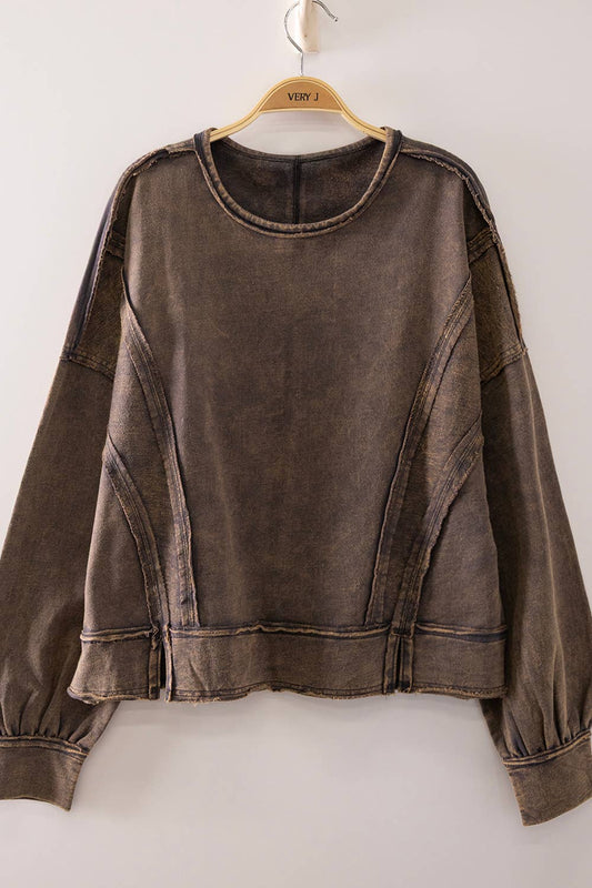 Vintage Washed Raw Edge Top