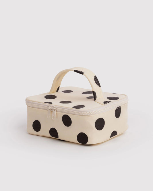 Small Cosmetic Case- Cream and Black Polka Dots
