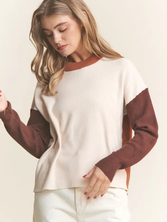 Color Block Soft Knit Sweater
