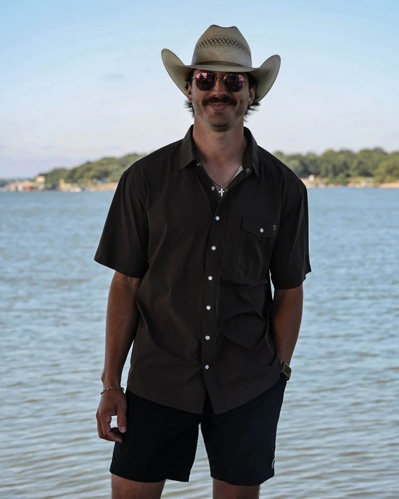 4 Mile Creek Pearl Snap Button-Up Dark Mocha