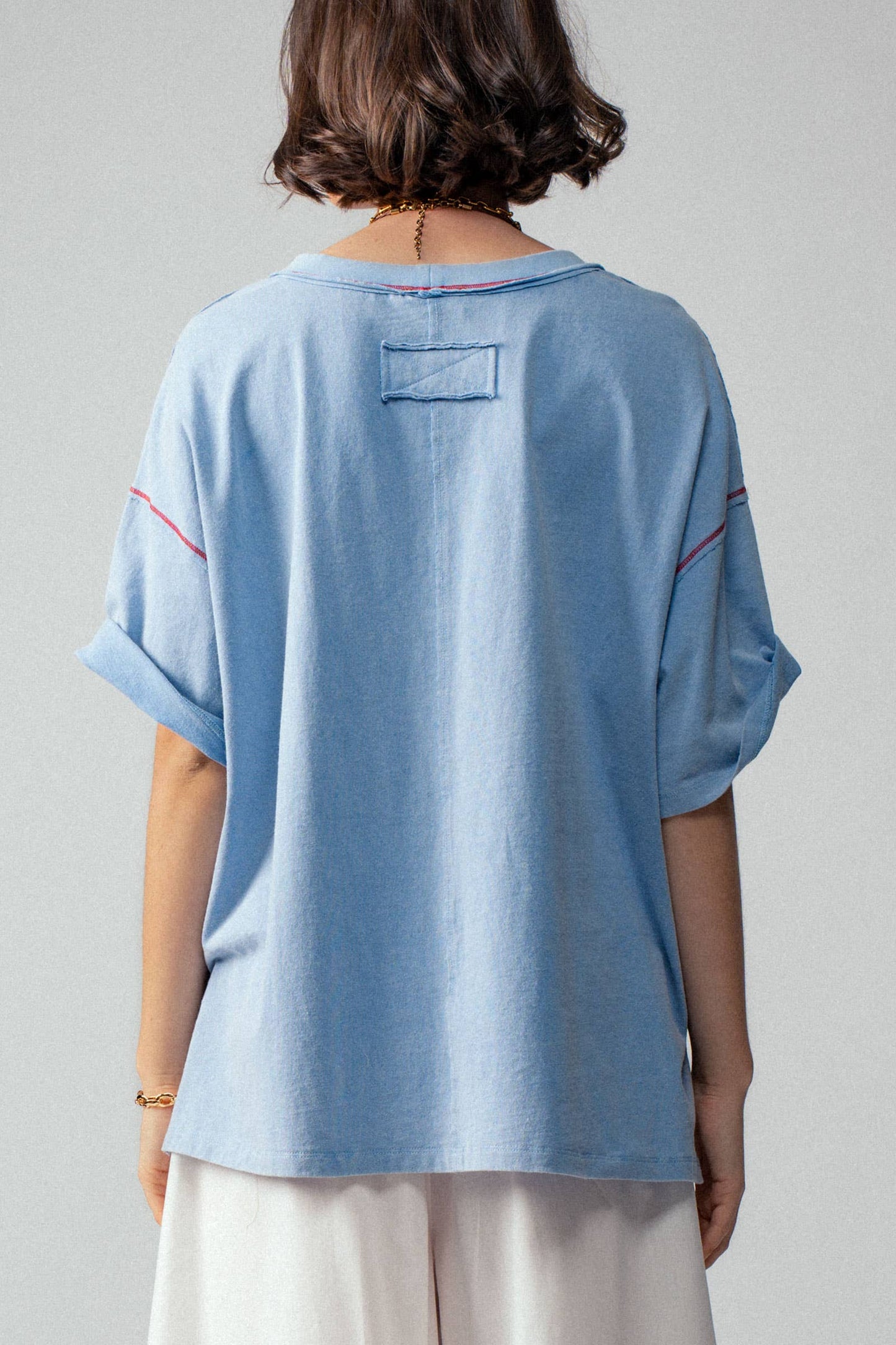 Contrast Stitch Mineral Wash Oversized Tee