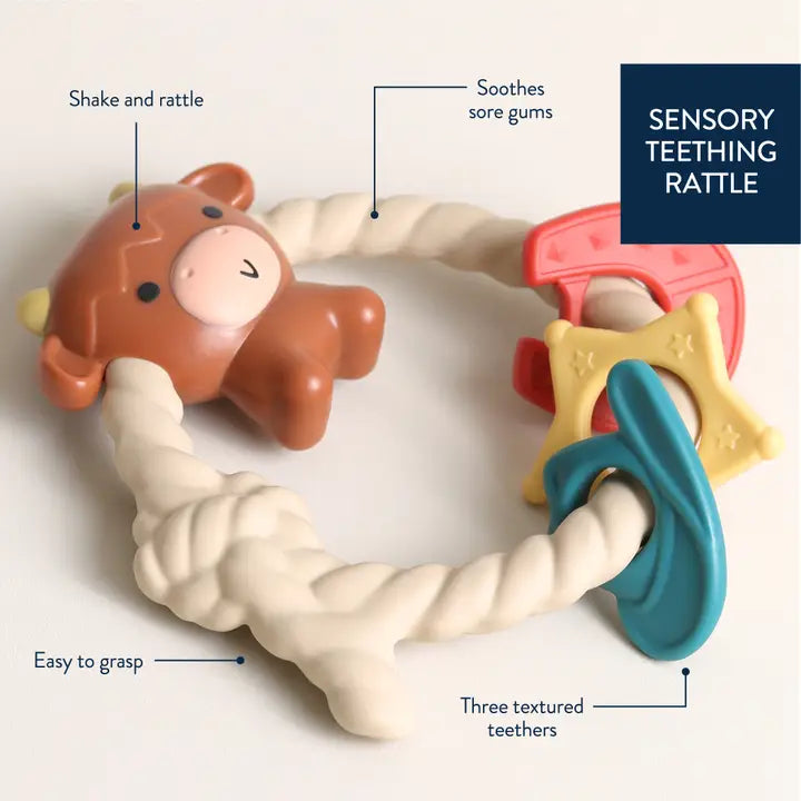 Highland Cow Silicone Teether Rattle