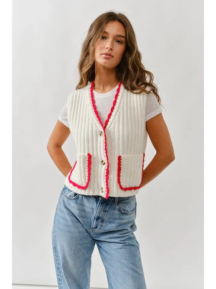 Contrast Ribbed Sweater Vest