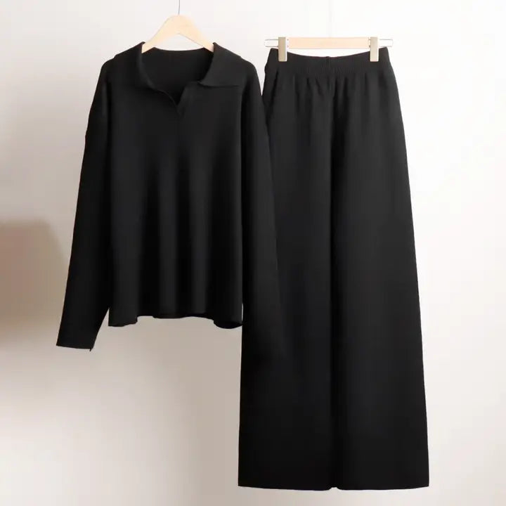 Long Sleeve Top and Long Pants Sweater Set
