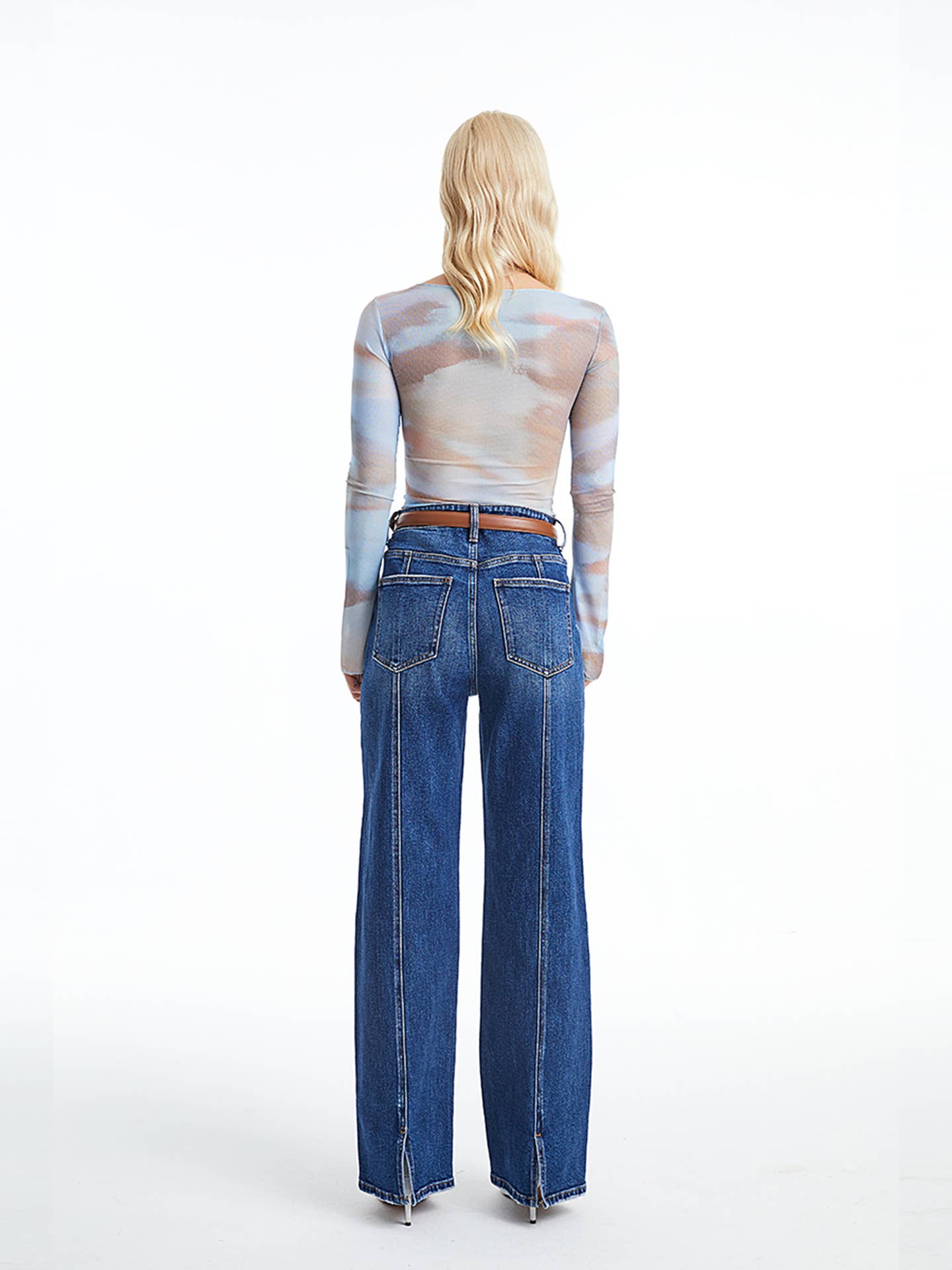 High Rise Wide Leg Utility Jean Split Hem