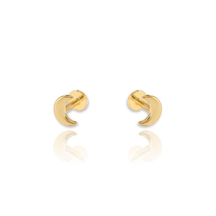 Moon Screw Flat Back Cartilage Earrings