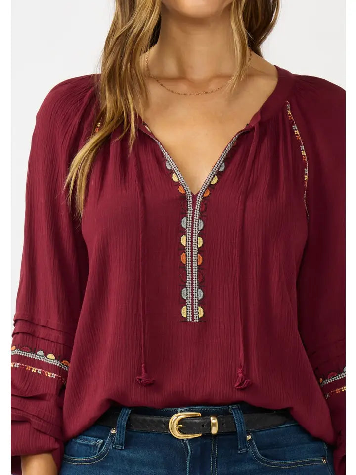 Embroidered Raglan Blouse