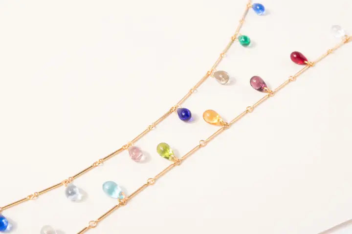 Multicolor Teardrop Fringe Necklace