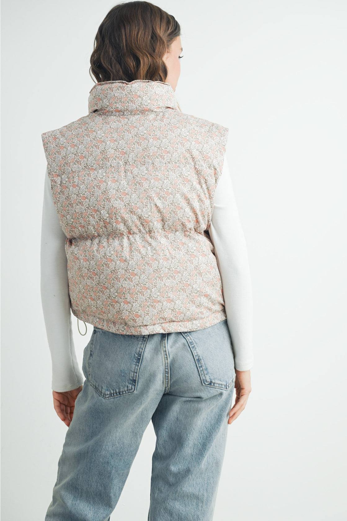 Floral Cropped Puffer Vest