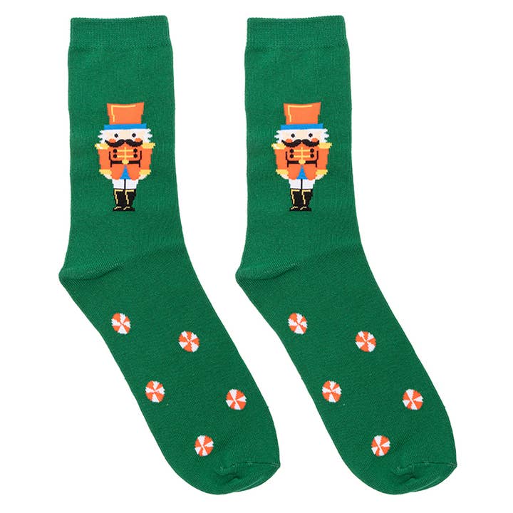 3D Packaged Crew Socks - Holiday - Nutcracker - Green