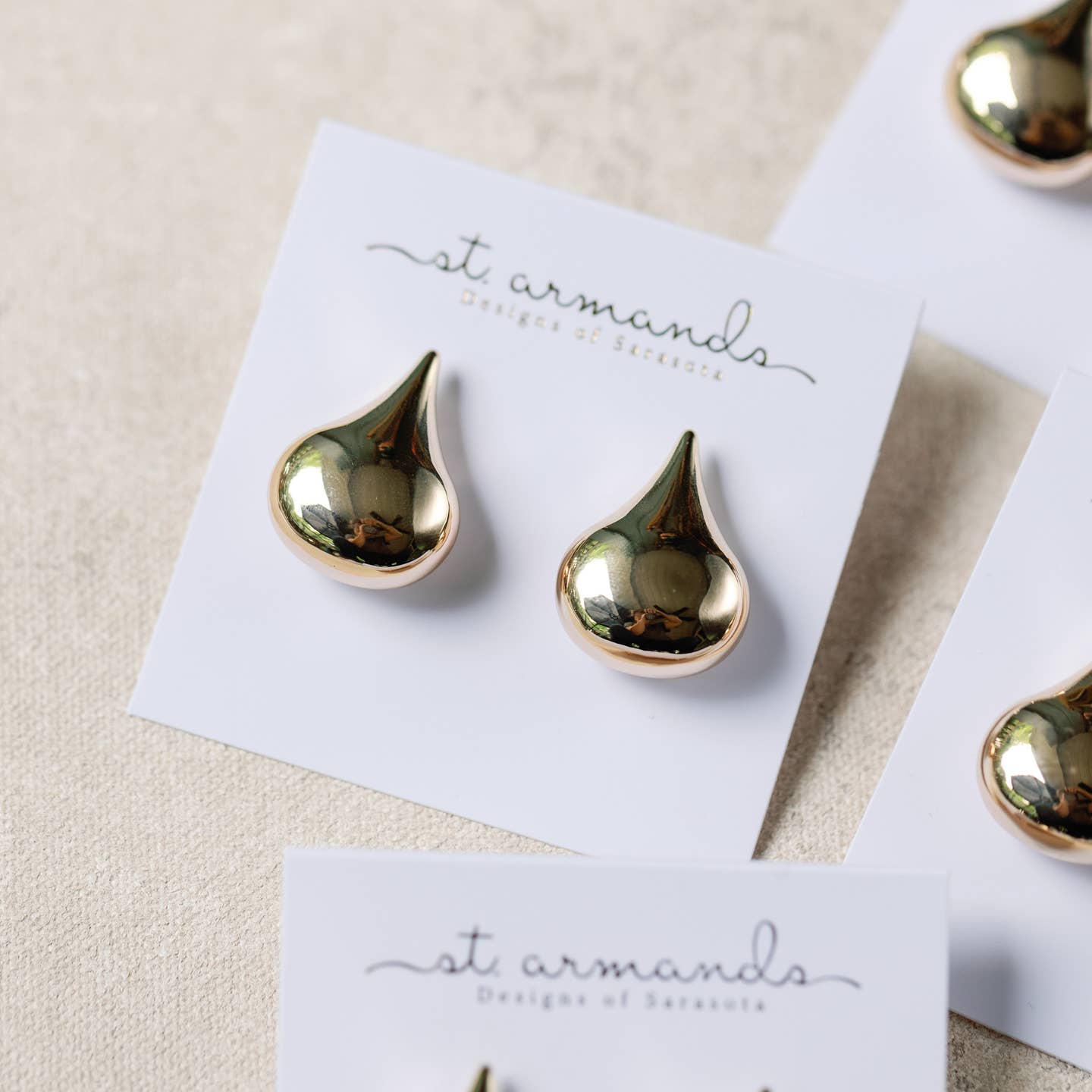 1 Inch Gold Teardrop Statement Stud