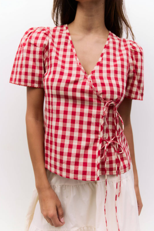 The Bridget Top | Gingham Tie Front Blouse