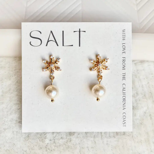 Pearl Snowflake Dangle Earrings