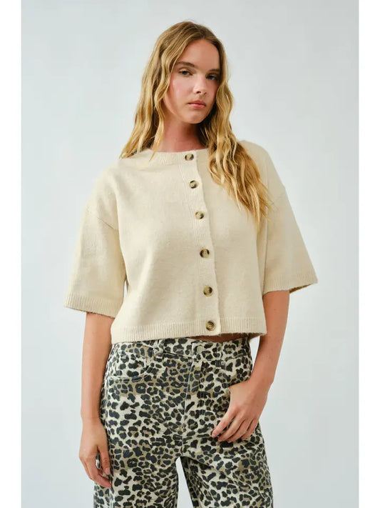 Button Down Wide Sleeves Cardigan