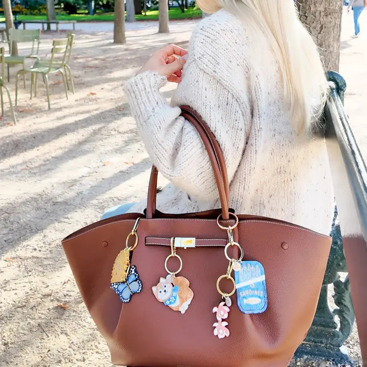 Hand-Painted Magnolia Branch Bag Charm