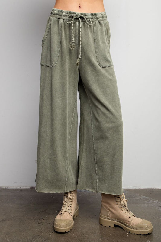 Terry Knit Washed Palazzo Pants
