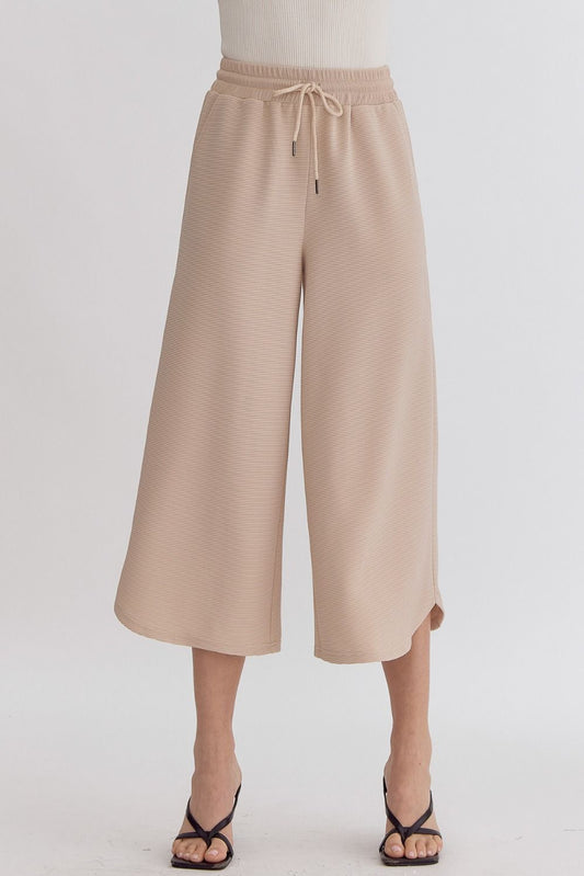 Light Taupe Textured Pull-On Pant