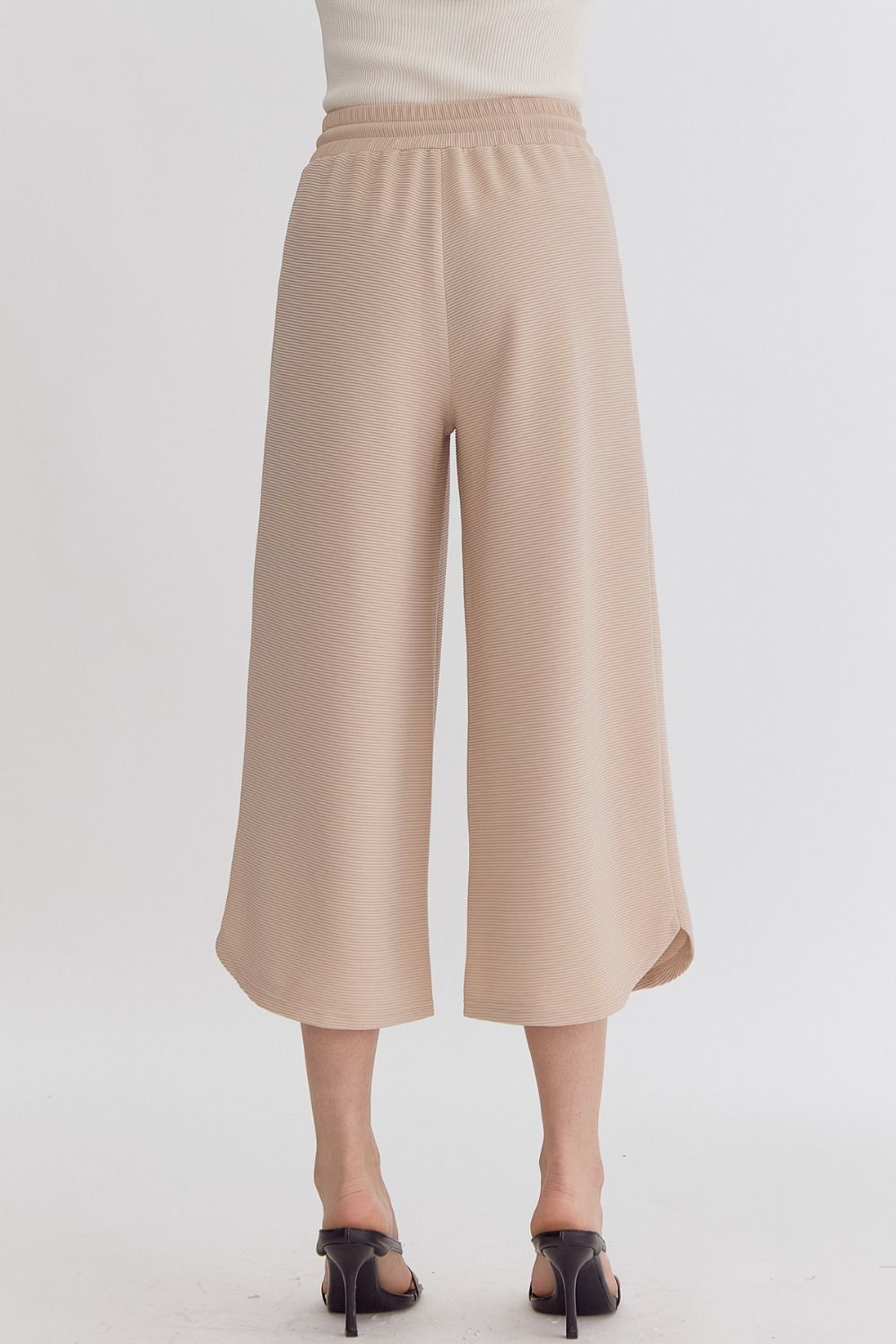 Light Taupe Textured Pull-On Pant