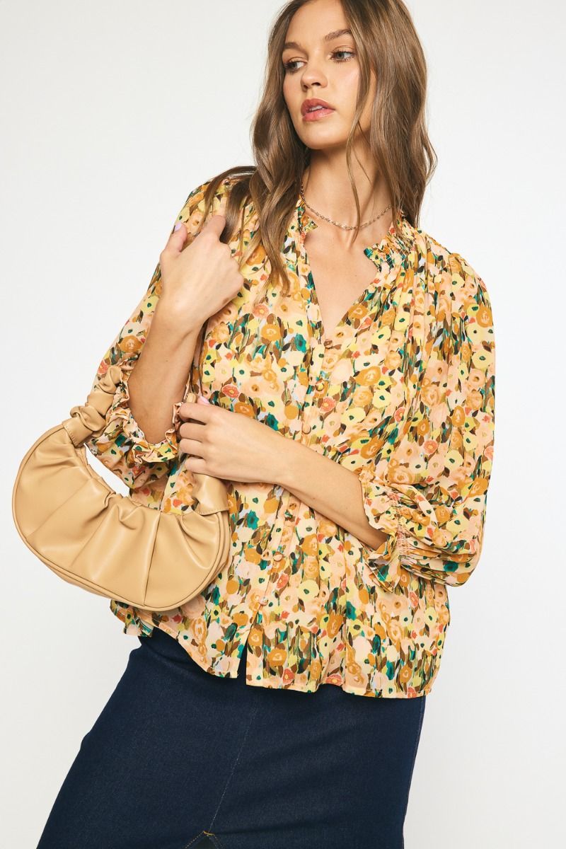 Persimmon Button Up Top